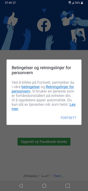 Velg FORTSETT