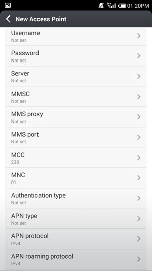 Scroll down and enter MMS information