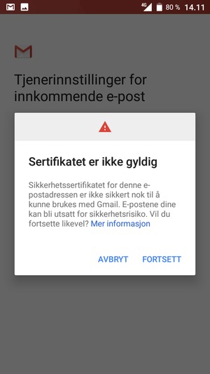 Velg FORTSETT