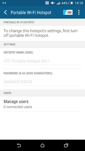Your phone is now set up for use as a modem