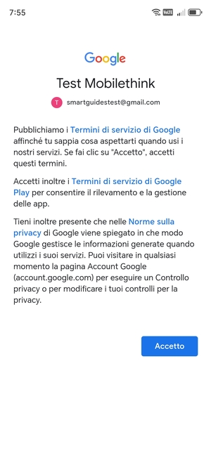 Seleziona Accetto
