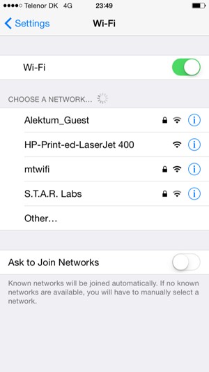 Set Wi-Fi to ON. Select the wireless network you want to connect to