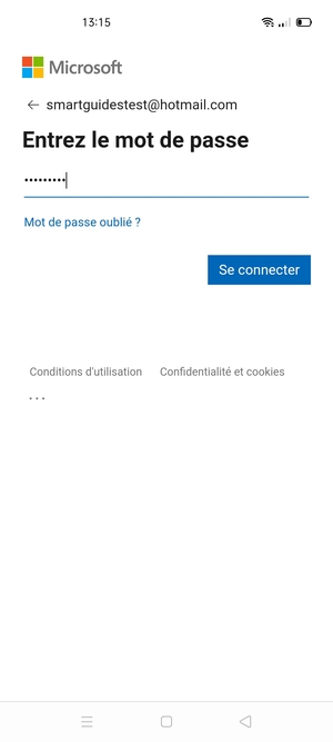 Saisissez votre mot de passe et sélectionnez Se connecter
