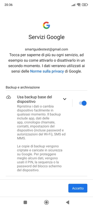 Seleziona Accetto