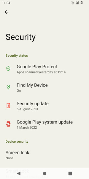 Select Screen lock