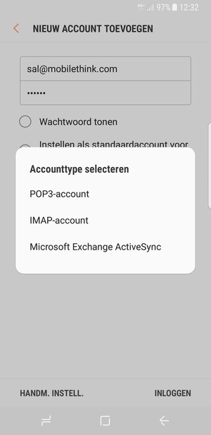 Selecteer Microsoft Exchange ActiveSync