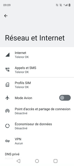 Sélectionnez Profils SIM