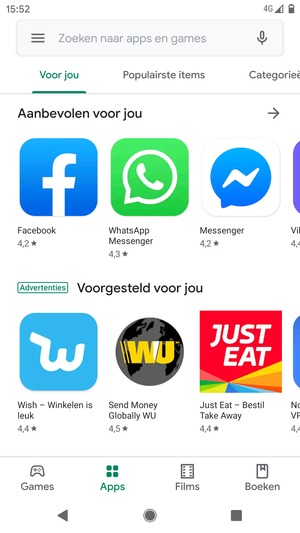 Selecteer de zoekbalk