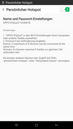 Ihr Handy ist jetzt für die Verwendung als Modem eingerichtet