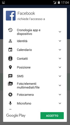 Seleziona ACCETTO