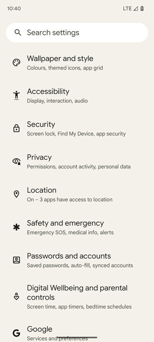 Scroll to and select Location