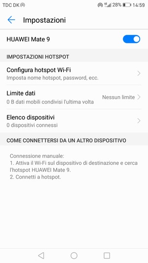 Il telefono è ora pronto per essere usato come modem