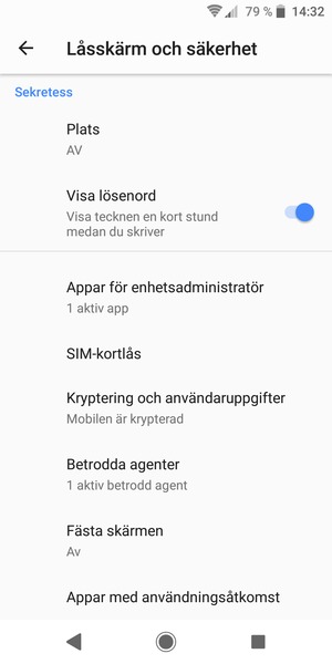 För att byta SIM-kortets PIN, scroll till och välj SIM-kortlås