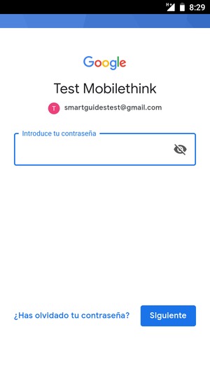 Introduzca su contraseña y seleccione Siguiente