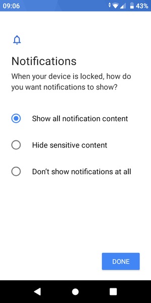 Select your preferred option and select DONE