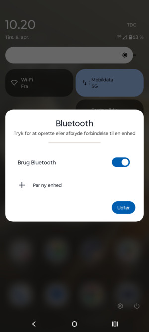 Slå  Brug Bluetooth fra