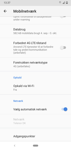 Slå Vælg automatisk netværk fra