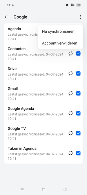 Selecteer Nu synchroniseren