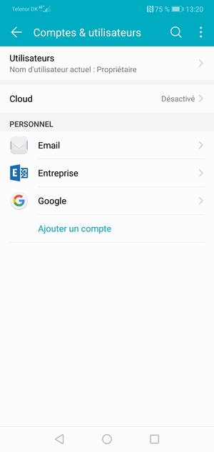 Sélectionnez Google