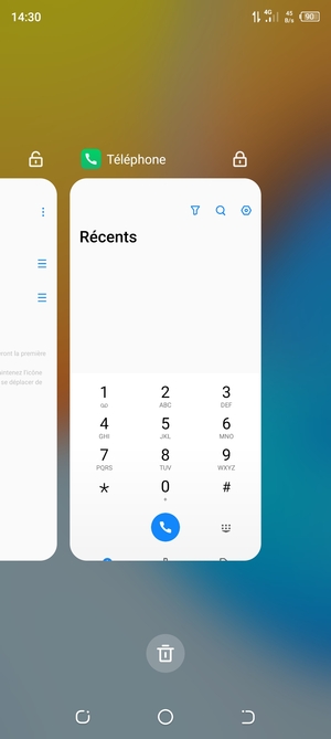 Sélectionnez l'icône Supprimer pour fermer toutes les applis en cours d'exécution