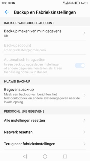 Selecteer Back-up maken van mijn gegevens