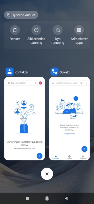 Vælg Slet-ikonet for at lukke alle åbne apps