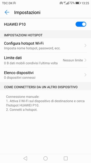 Il telefono è ora pronto per essere usato come modem