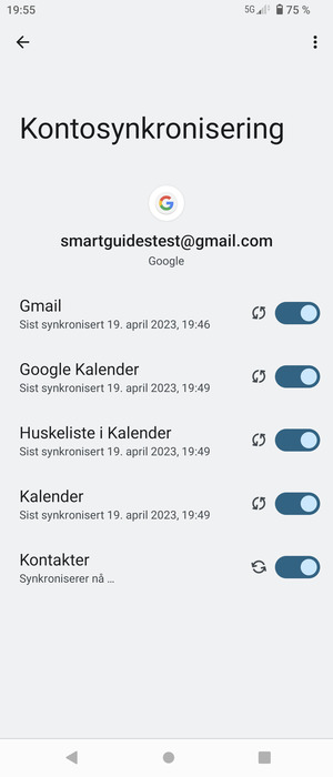 Din informasjon blir synkronisert