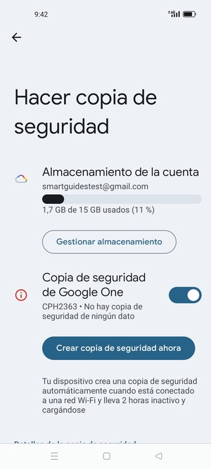 Seleccione Almacenamiento de la cuenta