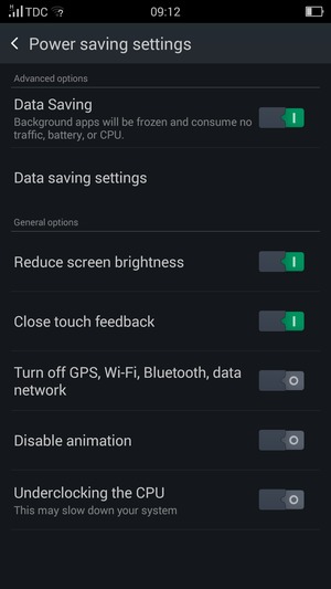 Turn on the Power saving modes