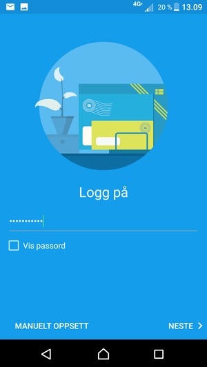 Skriv inn passord og velg MANUELT OPPSETT
