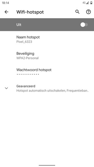 Selecteer Wachtwoord hotspot