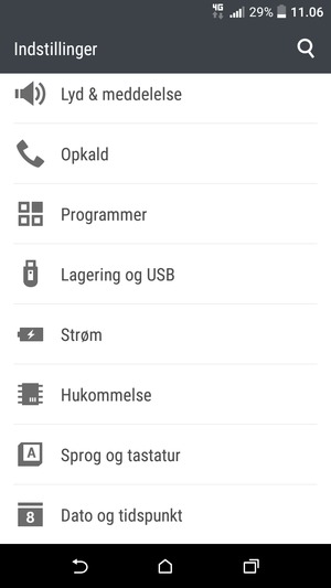 Scroll til og vælg Strøm