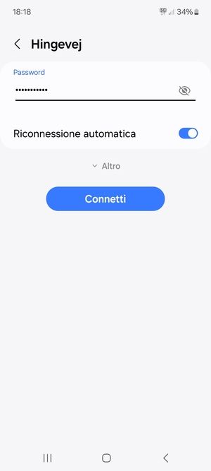 Inserisci la password del Wi-Fi e seleziona Connetti