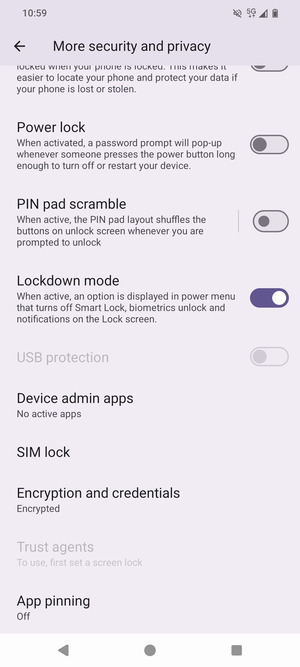 Scroll to and select SIM lock