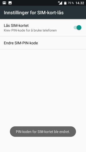 Din PIN-kode for SIM-kort er endret
