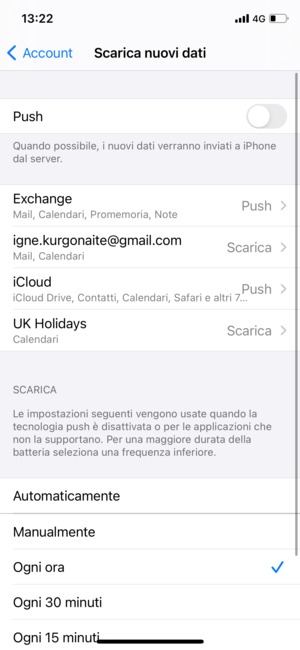 Imposta Push su Off