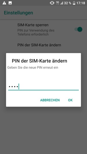 Bestätigen Sie Ihre neue PIN für SIM-Karte und wählen Sie OK