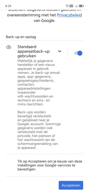 Selecteer Accepteren