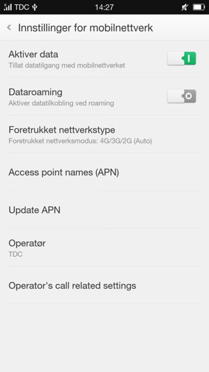 Velg Access point names (APN)