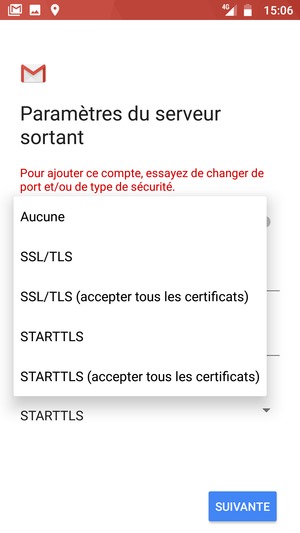Sélectionnez Aucune puis SUIVANTE