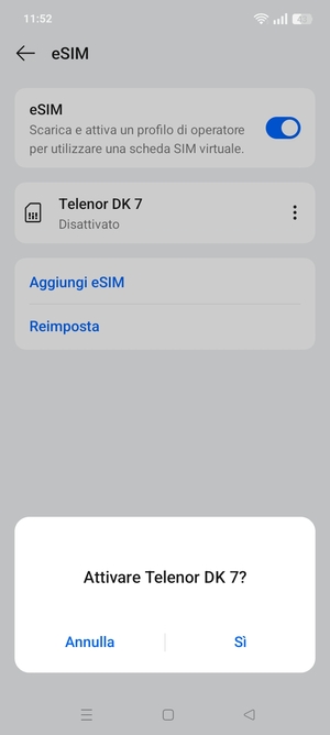 Seleziona Sì
