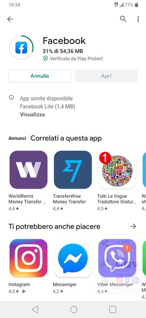 Attendi il completamento del processo di installazione