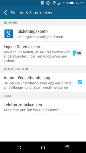 Gehen Sie zurück zum Einstellungen Menü