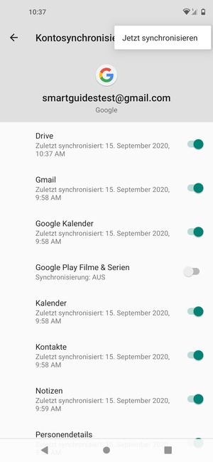 Wählen Sie Jetzt synchronisieren