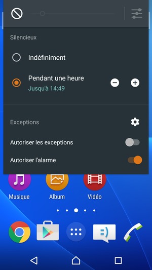 Appuyez une fois de plus pour passer en mode silencieux