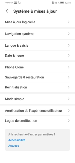 Sélectionnez Mise à jour logicielle