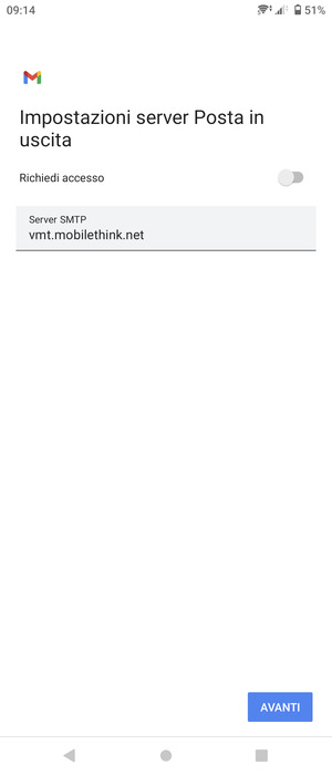 Disattiva Richiedi accesso e seleziona AVANTI