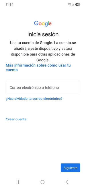 Introduzca su dirección de Gmail y seleccione Siguiente