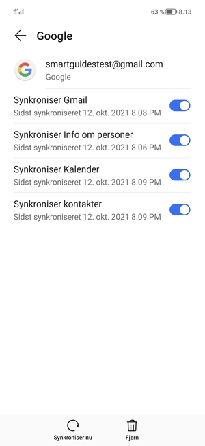 Kontroller at Synkroniser kontakter er valgt